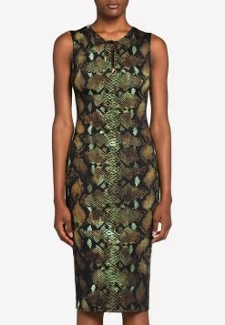 Roberto Cavalli Rock Python-Print Sleeveless Knee-Length Dress Multicolor
