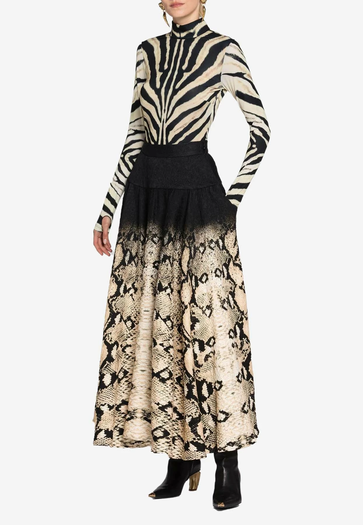 Roberto Cavalli Python And Ocelot-Print A-Line Skirt Multicolor 2 Roberto Cavalli Python And Ocelot-Print A-Line Skirt Multicolor - Image 2