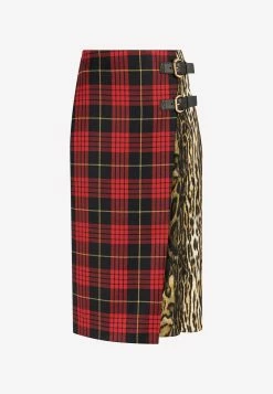 Roberto Cavalli Tartan And Ocelot-Print Knee-Length Skirt Multicolor -Evening Dresses Popular Store PKT305 20FY049 20D0145