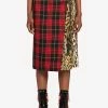 Roberto Cavalli Tartan And Ocelot-Print Knee-Length Skirt Multicolor