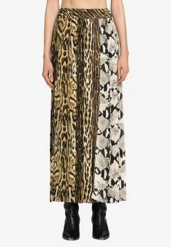 Roberto Cavalli Ocelot And Python-Print Midi Skirt Multicolor