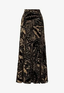 Roberto Cavalli Leaf Velvet Jacquard Midi Skirt Black -Evening Dresses Popular Store PKT308 20VL066 20D0007