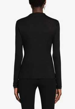 Roberto Cavalli Panther Head Gathered V-neck Top Black 6 Roberto Cavalli Panther Head Gathered V-neck Top Black -Evening Dresses Popular Store PKT602 20JE019 2005051 203