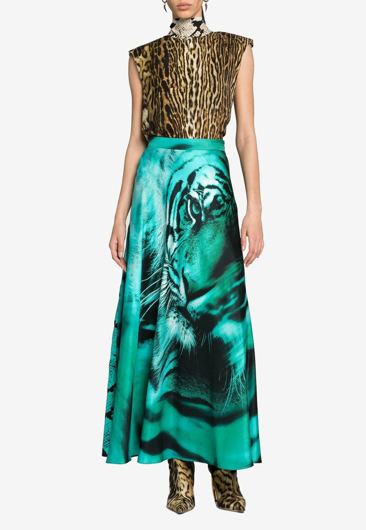 Roberto Cavalli Animal Print Tie-Neck Top Multicolor 2 Roberto Cavalli Animal Print Tie-Neck Top Multicolor - Image 2