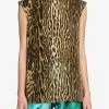 Roberto Cavalli Animal Print Tie-Neck Top Multicolor
