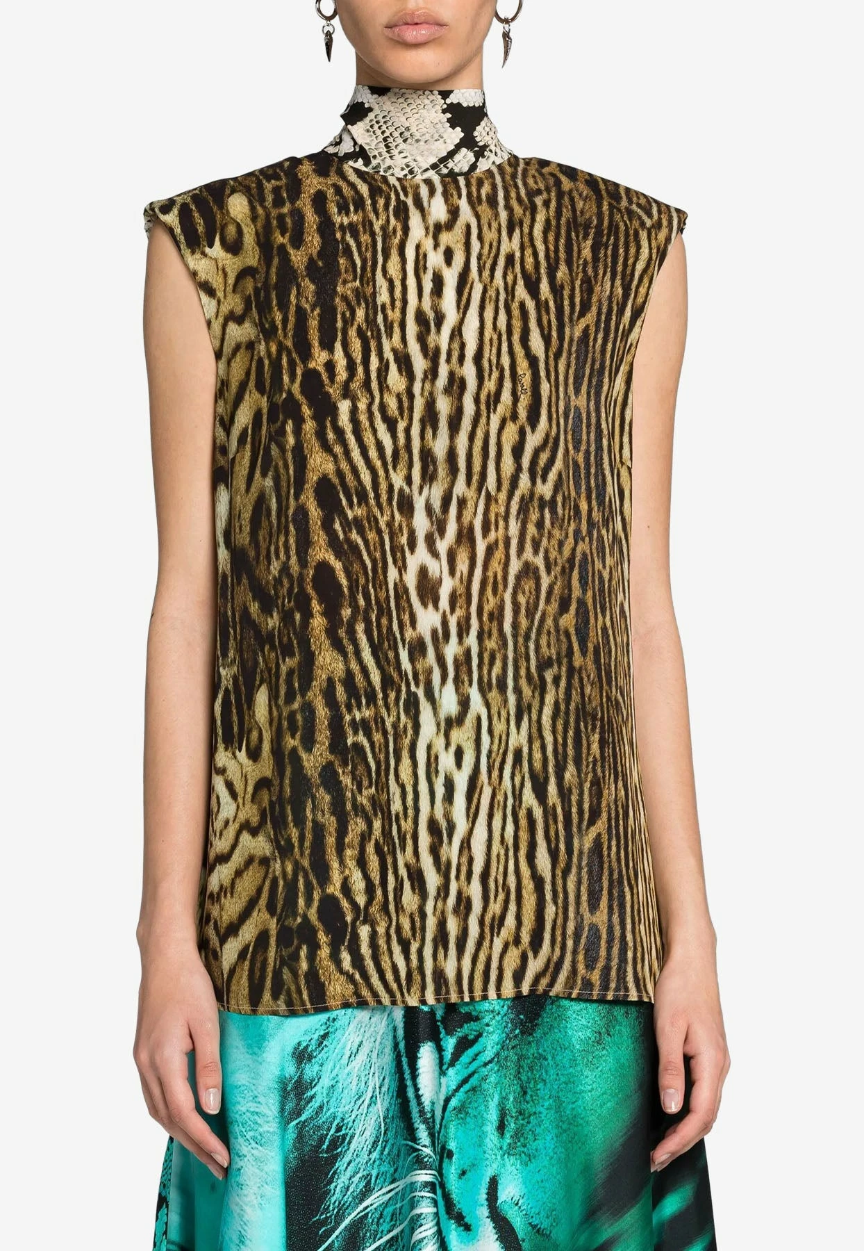 Roberto Cavalli Animal Print Tie-Neck Top Multicolor 1 Roberto Cavalli Animal Print Tie-Neck Top Multicolor