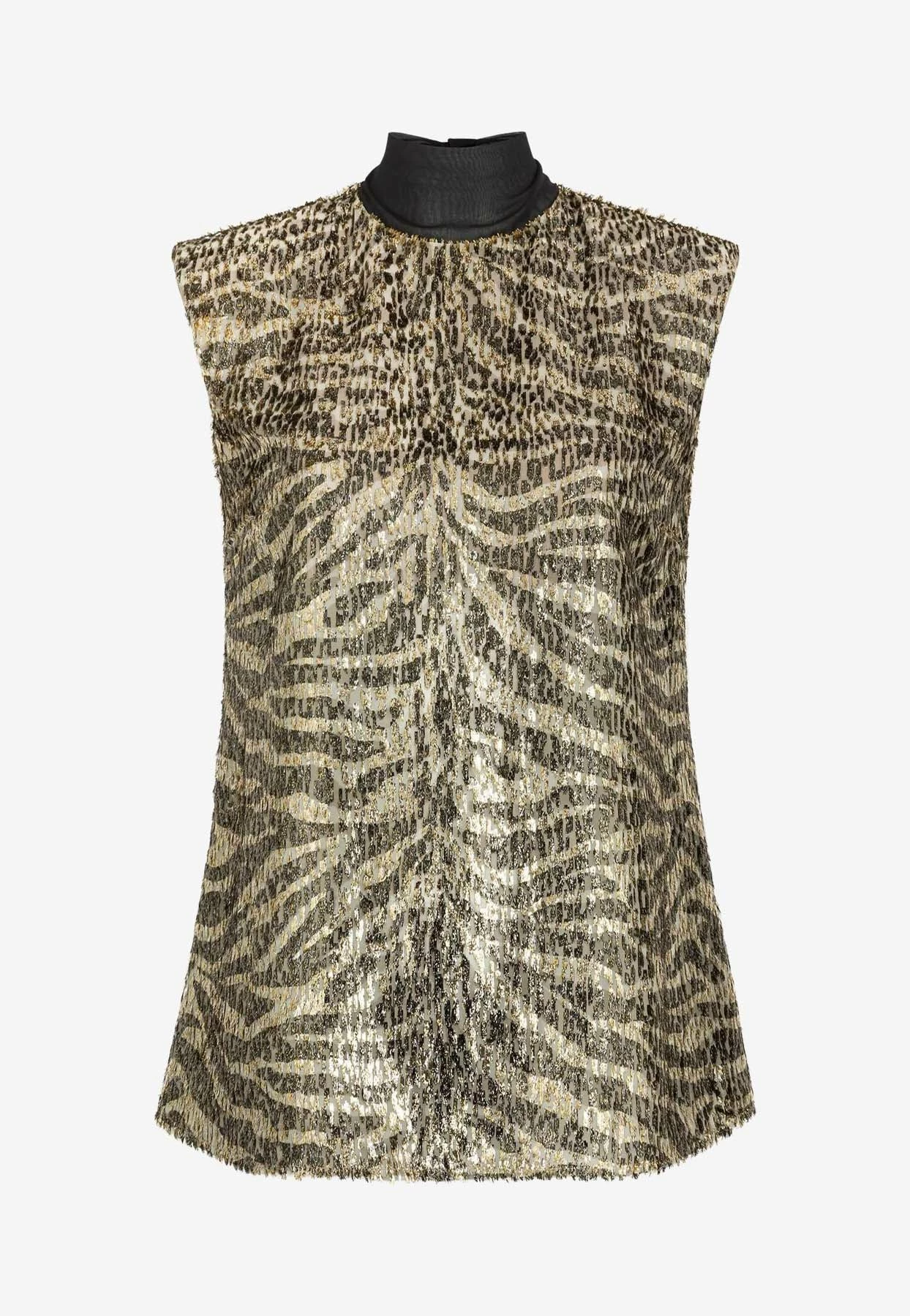 Roberto Cavalli Zebra-Jacquard Sleeveless Top Multicolor 4 Roberto Cavalli Zebra-Jacquard Sleeveless Top Multicolor - Image 4