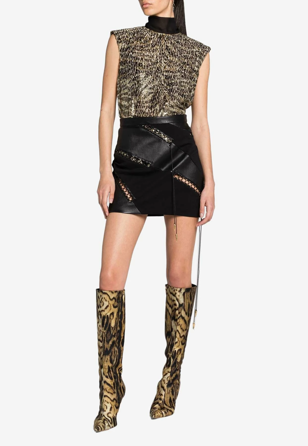 Roberto Cavalli Zebra-Jacquard Sleeveless Top Multicolor 2 Roberto Cavalli Zebra-Jacquard Sleeveless Top Multicolor - Image 2