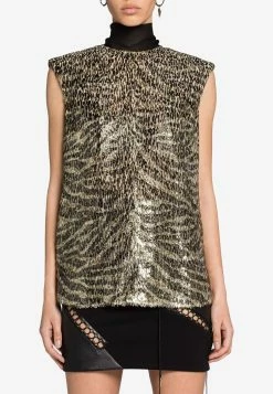 Roberto Cavalli Zebra-Jacquard Sleeveless Top Multicolor