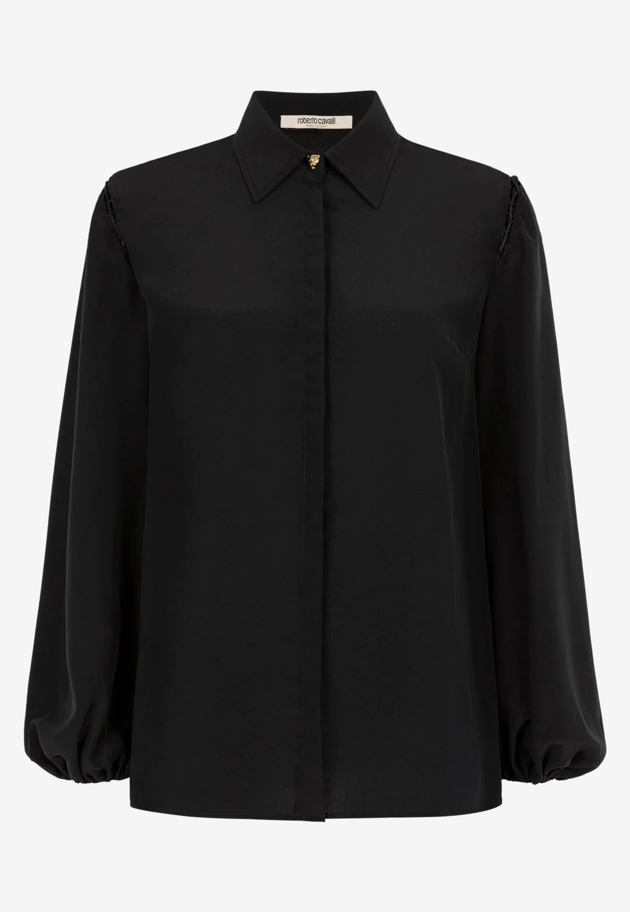Roberto Cavalli Lace-Up Silk Top Black 4 Roberto Cavalli Lace-Up Silk Top Black - Image 4
