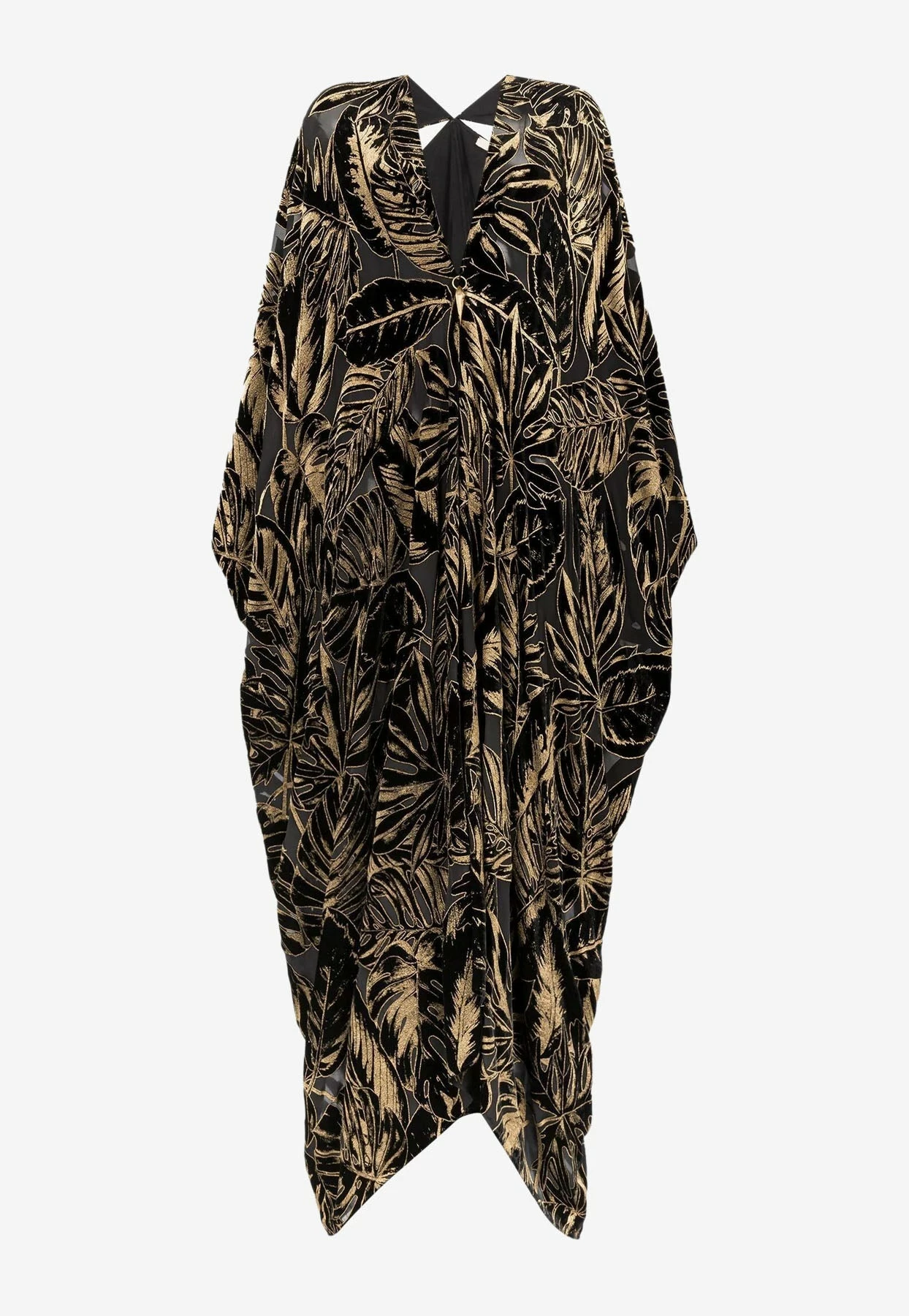 Roberto Cavalli Leaf Velvet Jacquard Kaftan Dress Black 4 Roberto Cavalli Leaf Velvet Jacquard Kaftan Dress Black - Image 4