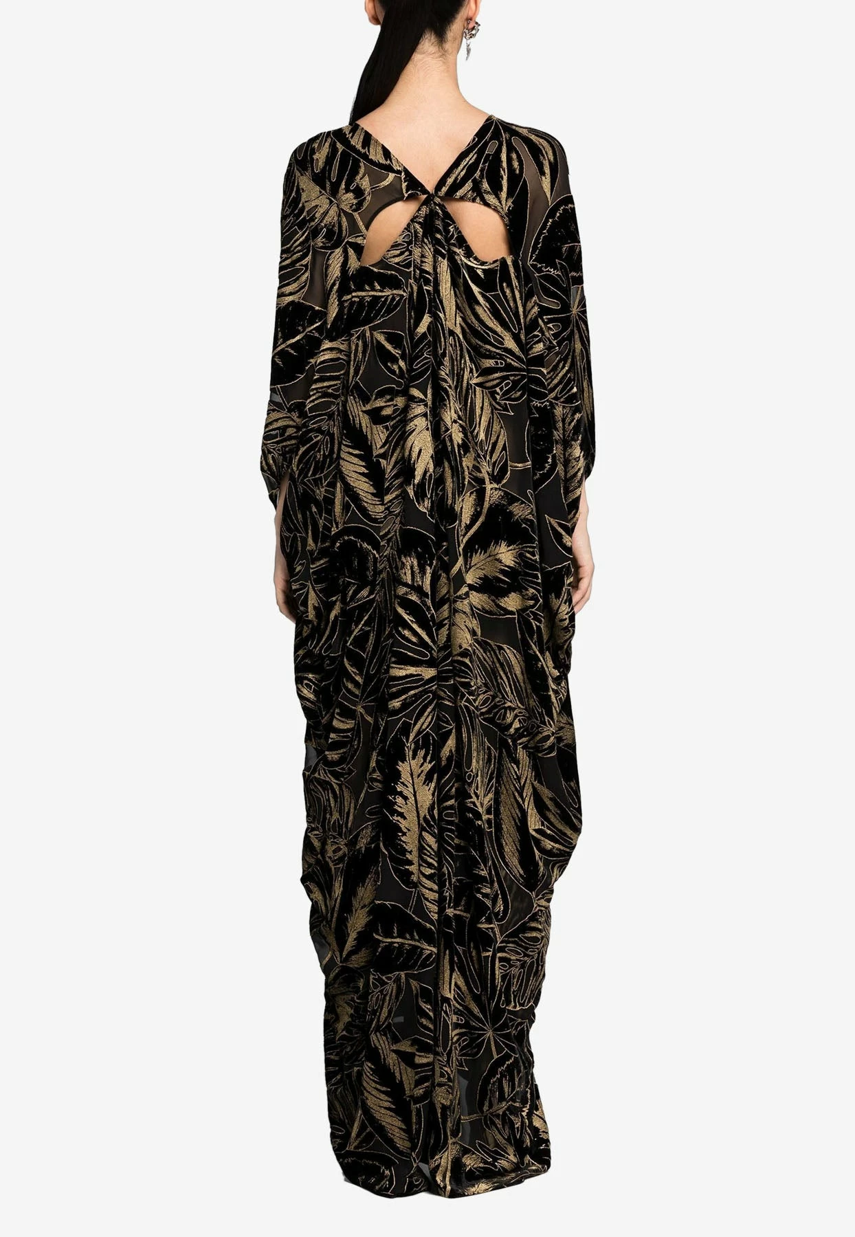 Roberto Cavalli Leaf Velvet Jacquard Kaftan Dress Black 3 Roberto Cavalli Leaf Velvet Jacquard Kaftan Dress Black - Image 3