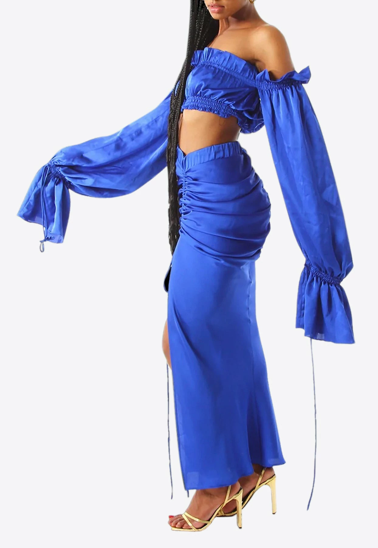 Khirzad Femme Roma Ruched Skirt Blue 3 Khirzad Femme Roma Ruched Skirt Blue - Image 3