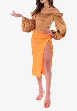 Khirzad Femme Roma Ruched Skirt Orange