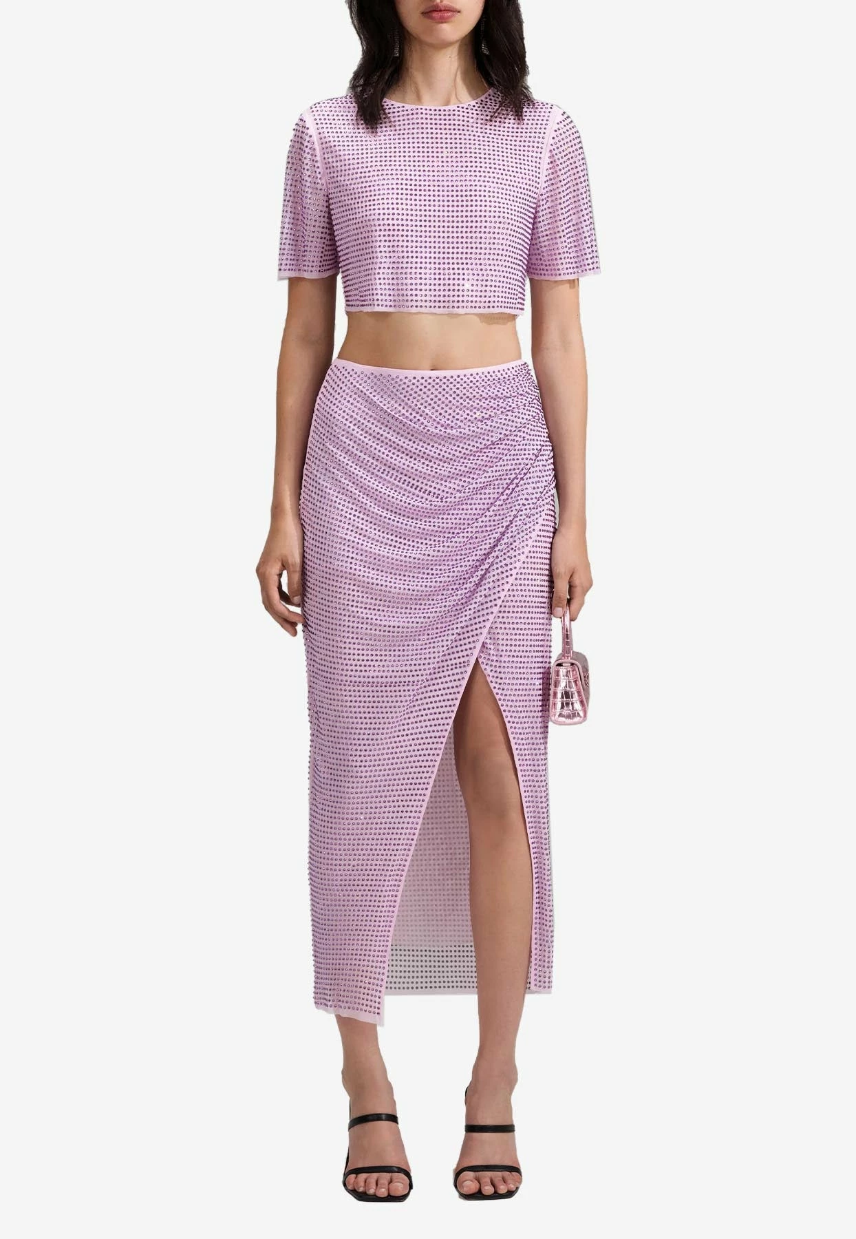 Self-Portrait Studded Midi Wrap Skirt Purple 1 Self-Portrait Studded Midi Wrap Skirt Purple