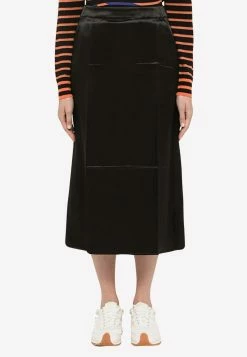 Loewe Satin Midi Pencil Skirt Black
