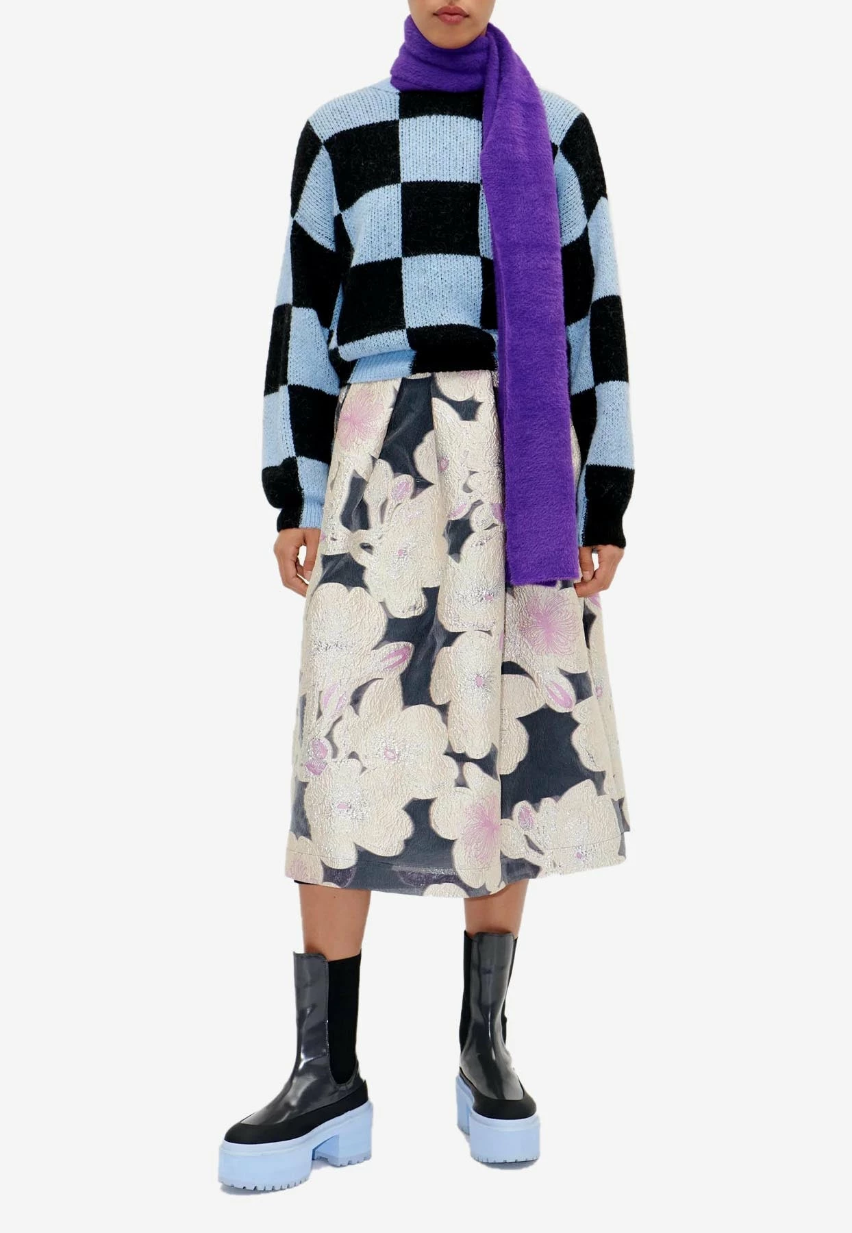 Stine Goya Rue High-Waist Floral Midi Skirt Multicolor 1 Stine Goya Rue High-Waist Floral Midi Skirt Multicolor