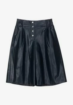 SJYP Faux Leather Bermuda Shorts Black