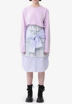 SJYP Shirt Layered Denim Skirt Blue