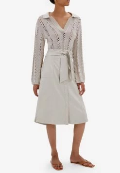 Jonathan Simkhai Shyla Tie-Waist Leather Skirt Gray -Evening Dresses Popular Store Shyla 20Vegan 20Leather 20Skirt