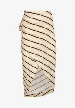 Pink Filosofy Positano Striped Wrap Skirt Beige