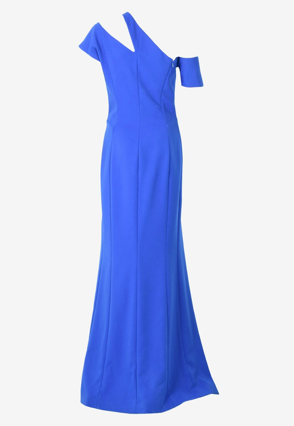 Mugler Asymmetric Neck Column Gown With Slit Blue 2 Mugler Asymmetric Neck Column Gown With Slit Blue - Image 2