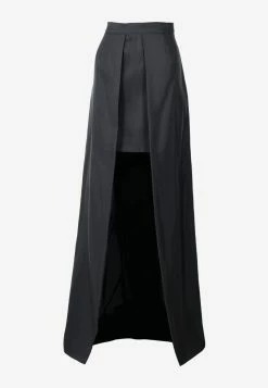 Vera Wang Silk Layered A-Line Skirt Black