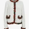 Dolce & Gabbana Flowers Trim Tweed Jacket White