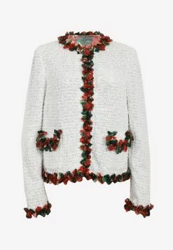 Dolce & Gabbana Flowers Trim Tweed Jacket White