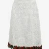 Dolce & Gabbana Flowers Trim Tweed Skirt White