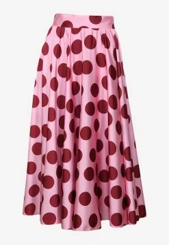 Dolce & Gabbana Polka Dot Pleated Midi Skirt Pink