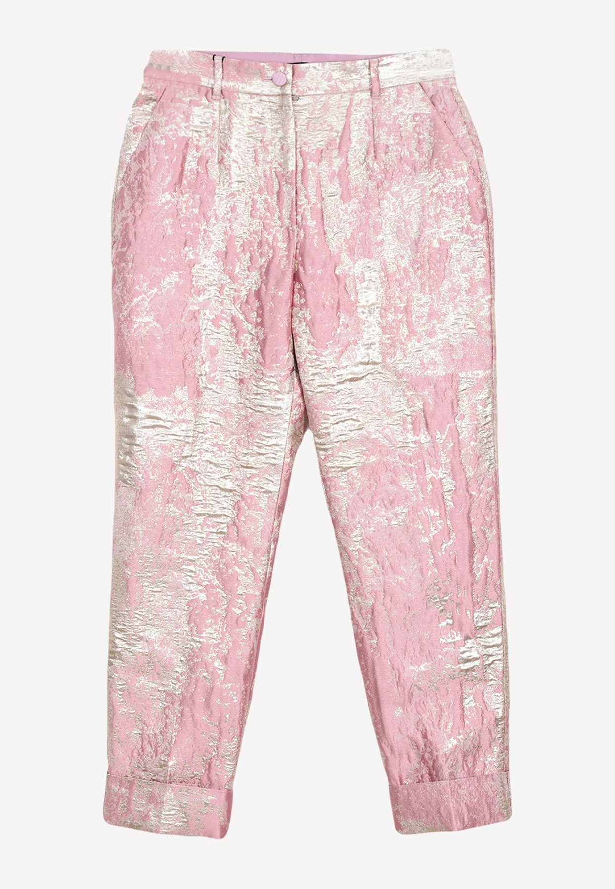 Dolce & Gabbana Jacquard Brocade Cropped Pants Pink 1 Dolce & Gabbana Jacquard Brocade Cropped Pants Pink