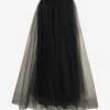 Valentino Embroidered Maxi Tulle Skirt Black