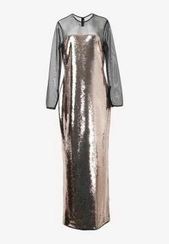 Tom Ford Sequin Embellished Mesh Gown Gold