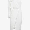 Lavish Alice One Shoulder Ruffle Wrap Midi Dress White