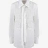 Valentino Flower Applique Poplin Shirt Optic White