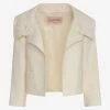 Valentino Flower Embroidered Crepe Jacket Ivory
