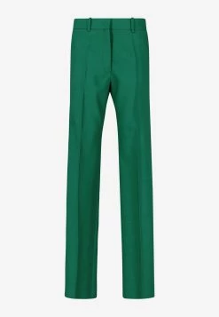 Valentino Straight-Leg Stretch Crepe Tailored Pants Green