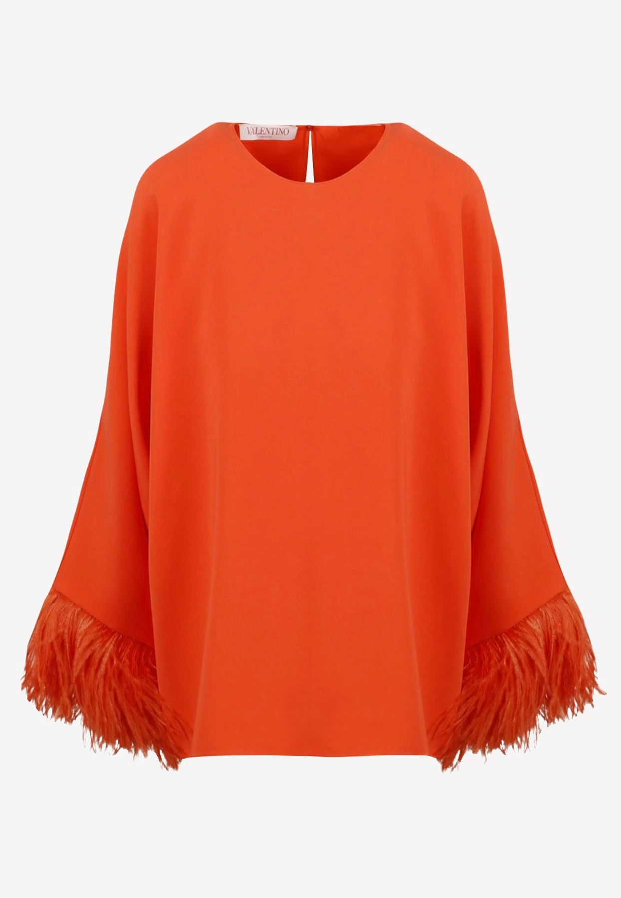 Valentino Feather-Trimmed Cady Couture Top Orange 1 Valentino Feather-Trimmed Cady Couture Top Orange