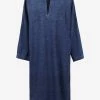 Valentino V-neck Denim Kaftan Dress Blue