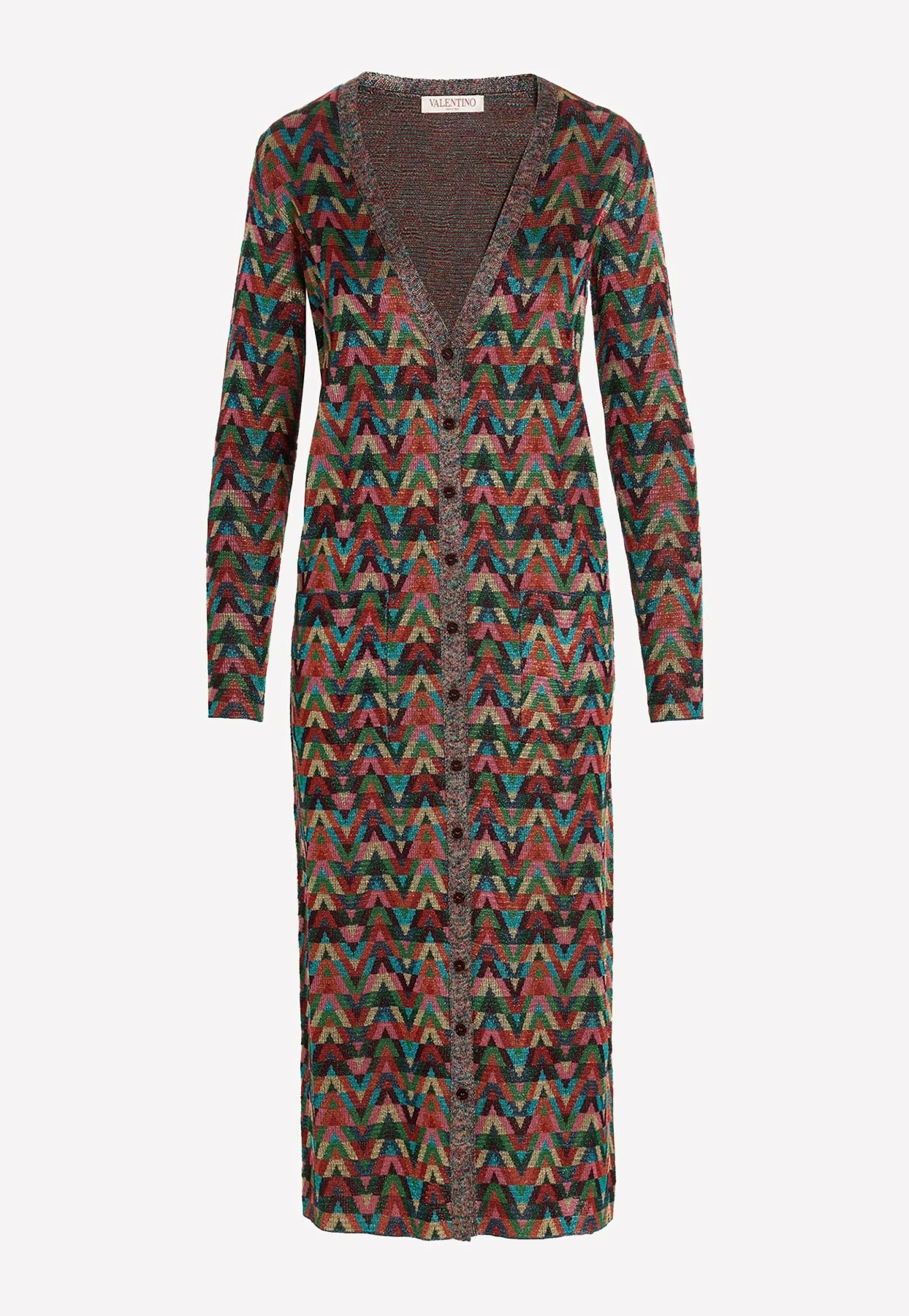 Valentino Optical V Jacquard Cardigan Dress Multicolor 1 Valentino Optical V Jacquard Cardigan Dress Multicolor