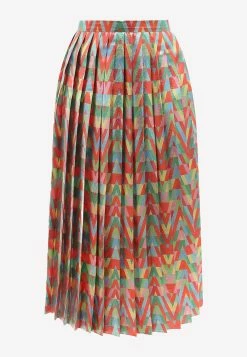 Valentino Optival V Pleated Lurex Midi Skirt Multicolor
