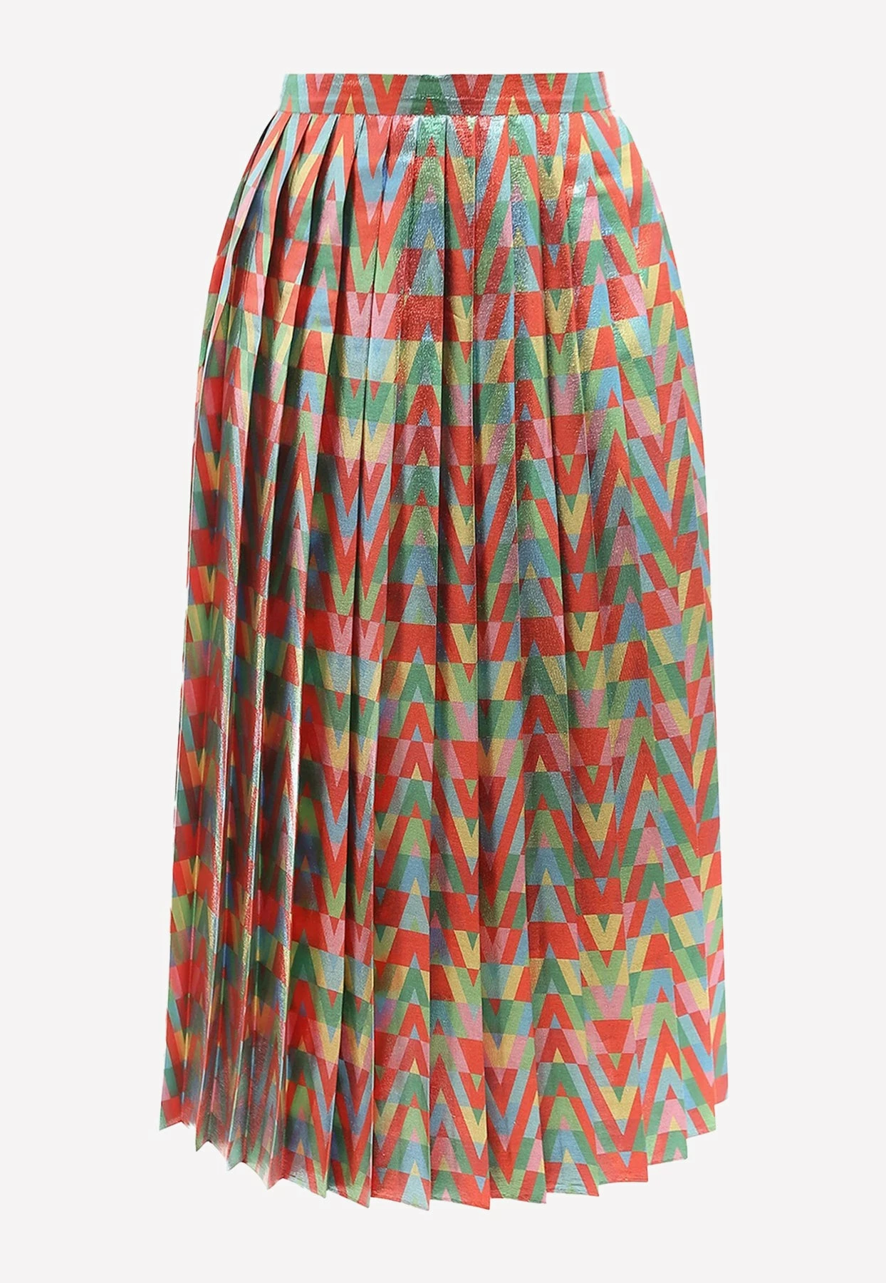 Valentino Optival V Pleated Lurex Midi Skirt Multicolor 1 Valentino Optival V Pleated Lurex Midi Skirt Multicolor
