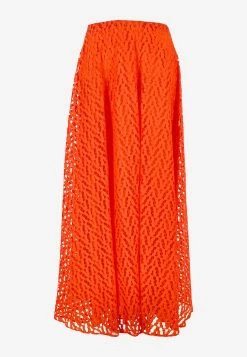Valentino V Optical Maxi Lace Skirt Orange