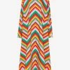 Valentino Chevron Print Kaftan Dress Multicolor