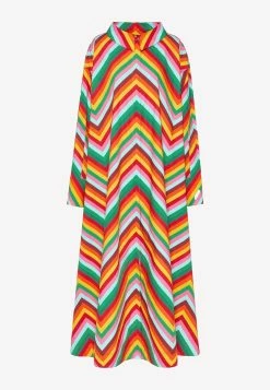 Valentino Chevron Print Kaftan Dress Multicolor