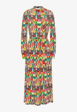 Valentino V Optical Archive 1963 Crepe De Chine Midi Dress Multicolor