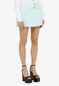 Balmain Pleated Mini Skirt In Wool Mint 7 Balmain Pleated Mini Skirt In Wool Mint -Evening Dresses Popular Store YF1LA191XC67 L BALMA 7AY.c