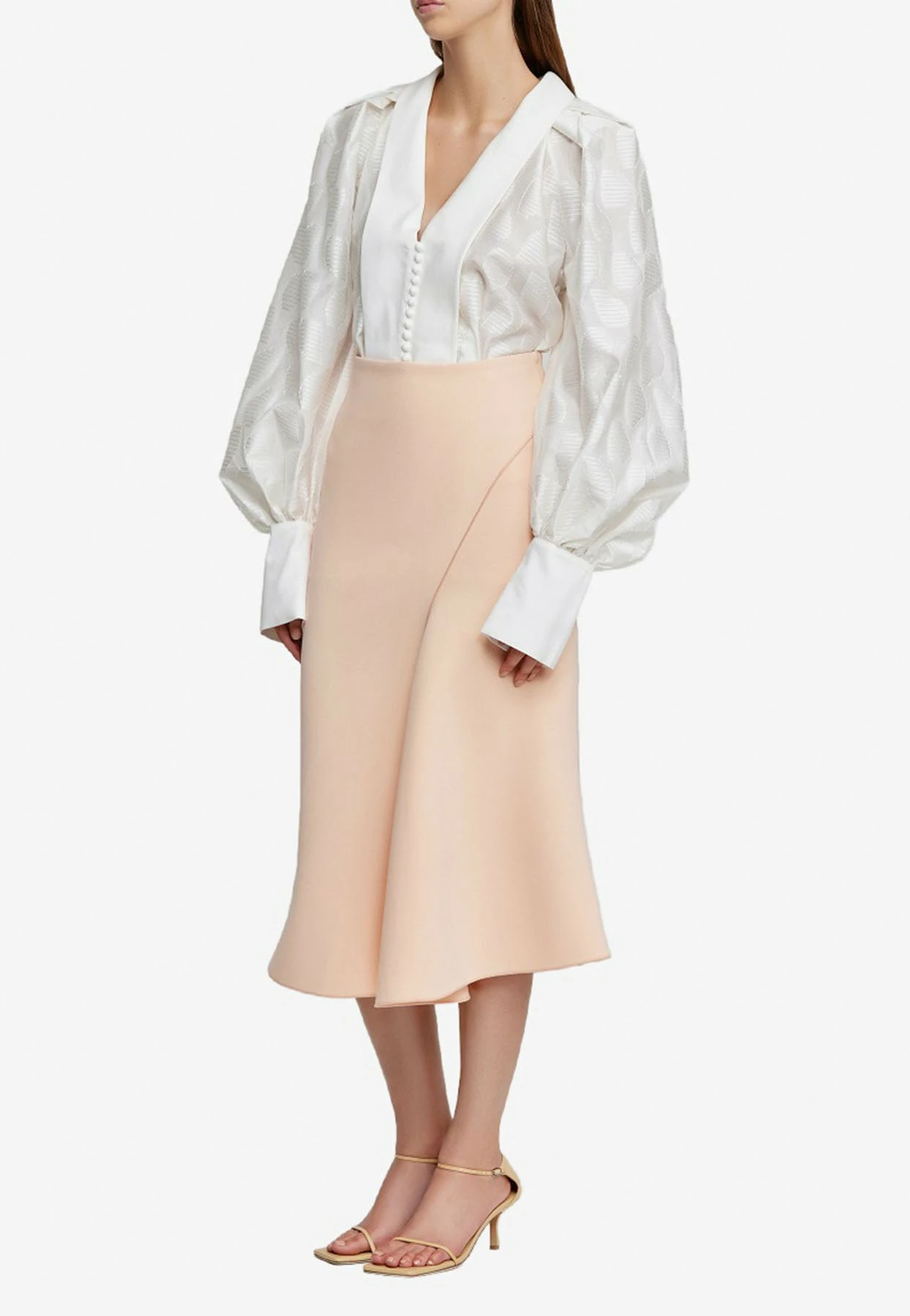 Acler Raven Flared Midi Skirt Peach 2 Acler Raven Flared Midi Skirt Peach - Image 2