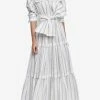 Acler Hugh Striped Maxi Dress White